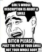 girls who describes about a smile and click a ful body pic